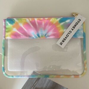 Stoney Clover Lane Tie Dye Classic Clear Flat Pouch in Pastel Tie Dye